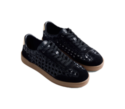 SNEAKER PELLE INTRECCIATA NERA